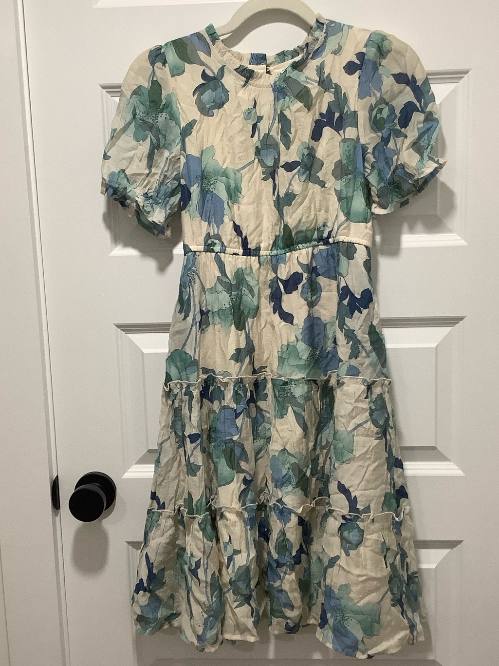 Girls' Blue Floral Tiered Dress - Lightweight Summer Dress
